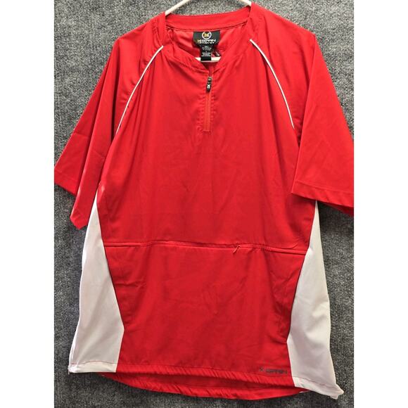X Grain Red White Pullover Sports Pockets Zip Pouch EUC Size Large Unisex - Picture 1 of 9